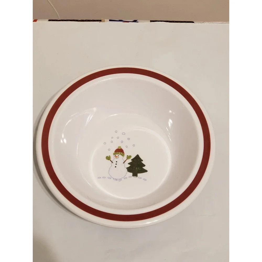 Lot‎ Of 7 Pottery Barn Kids Christmas Holiday Snowman Tree Bowls Cereal Soup
